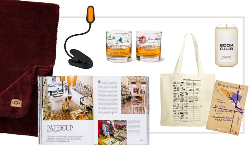 Books, tote bag, candle, and gift items symbolizing books or music as meaningful gifts in love language